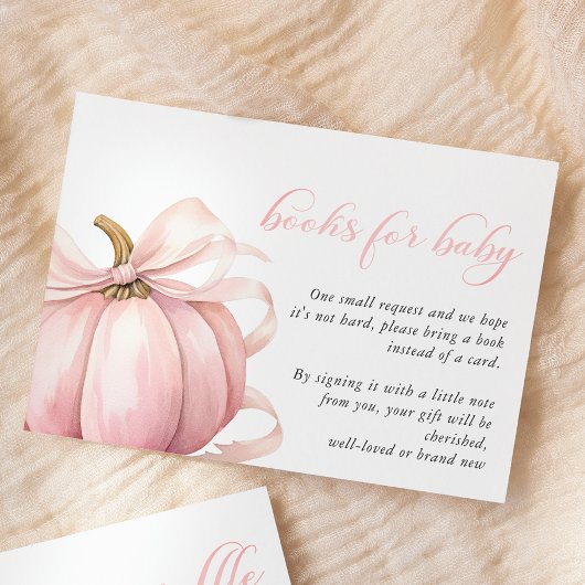 Carte D'accompagnement Citrouille rose Coquette Bow Baby shower Livres Bé