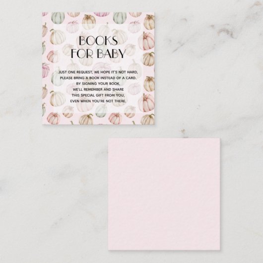 Carte D'accompagnement Citrouille rose Demande de livre pour bébé (Devant / Derrière)