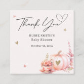 Carte D'accompagnement Citrouille rose pâle de automne Merci coeur doré (Devant)