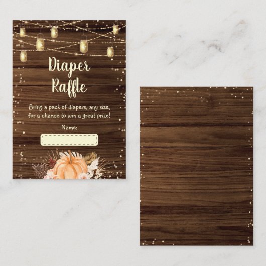 Carte D'accompagnement Citrouille Rustic String Lights Baby Diaper Raffle (Devant / Derrière)