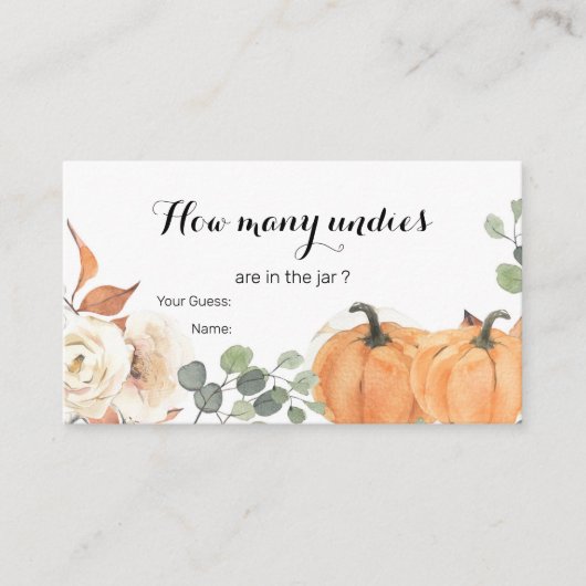 Carte D'accompagnement Citrouille Rustique Boho Floral Devine Combien De (Devant)