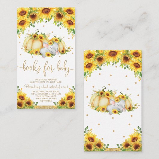 Carte D'accompagnement Citrouille Sunflower Elephant Livres de douche pou (Devant / Derrière)