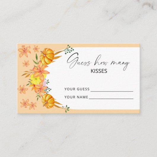 Carte D'accompagnement Citrouilles et lis - devinez combien de baisers (Devant)