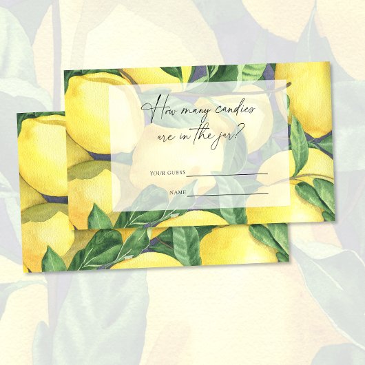 Carte D'accompagnement Citrus citron - Devinez combien de bonbons jeu