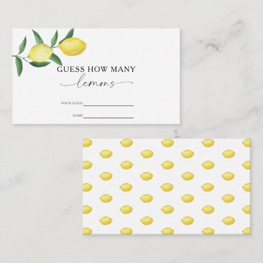 Carte D'accompagnement Citrus citron - Devinez combien de citrons (Devant / Derrière)