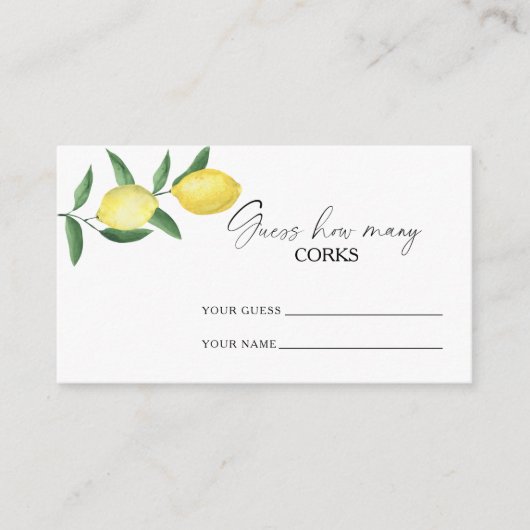 Carte D'accompagnement Citrus citron - devinez combien de lièges jeu de m (Devant)