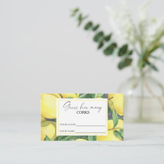 Carte D'accompagnement Citrus citron - devinez combien de lièges jeu de m (Debout devant)