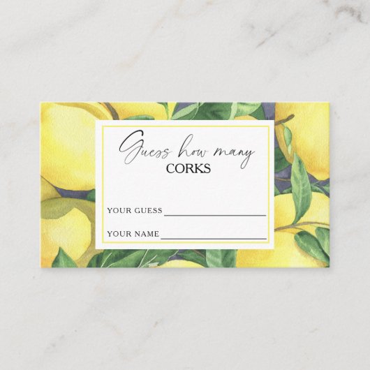 Carte D'accompagnement Citrus citron - devinez combien de lièges jeu de m (Devant)