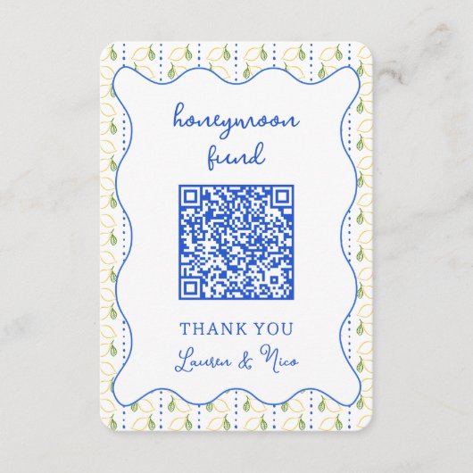 Carte D'accompagnement Citrus citron Mariage Lune de miel Code QR (Devant)