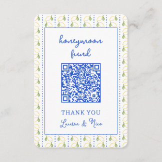 Carte D'accompagnement Citrus citron Mariage Lune de miel Code QR