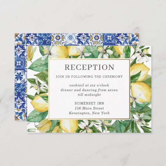 Carte D'accompagnement Citrus citron vert Floral Mariage Réception (Devant / Derrière)