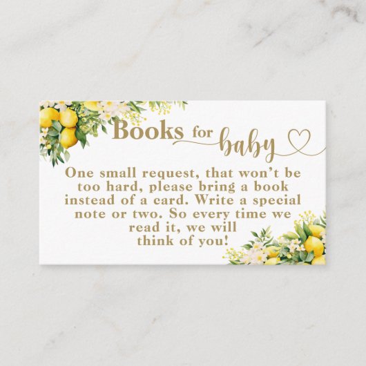 Carte D'accompagnement Citrus Citrus Summer Book demande Baby shower (Devant)