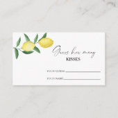 Carte D'accompagnement Citrus de citron - devinez combien de baisers jeu  (Devant)