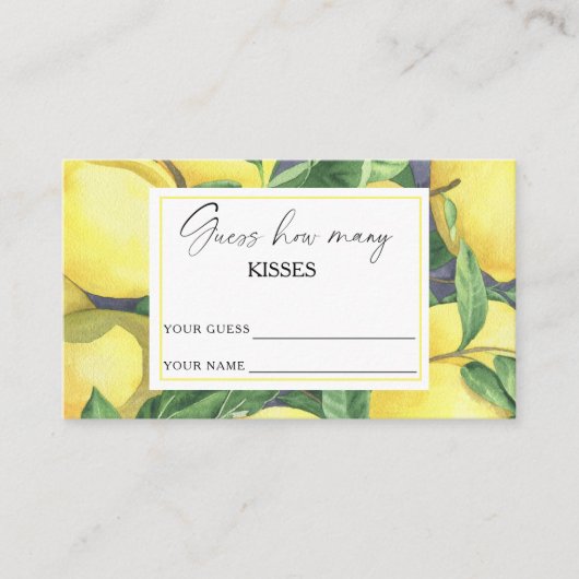 Carte D'accompagnement Citrus de citron - devinez combien de baisers jeu (Devant)