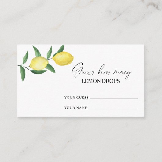 Carte D'accompagnement Citrus de citron - devinez combien de gouttes de c (Devant)