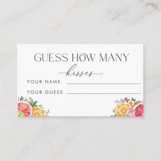 Carte D'accompagnement Citrus Devinez combien de baisers jeu nuptiale (Devant)