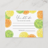 Carte D'accompagnement Citrus - Idées de soirée en amoureux \ Pot de rend (Devant)