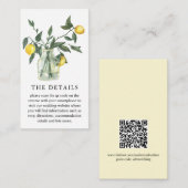 Carte D'accompagnement Citrus Lemon Greenery QR Code Mariage (Devant / Derrière)