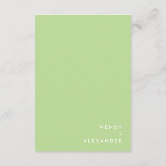 Carte D'accompagnement Citrus Minimalist Mariage vert simple Détails (Dos)
