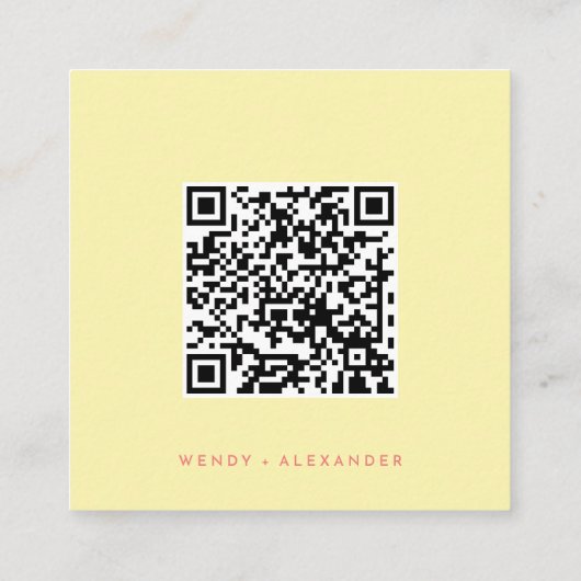 Carte D'accompagnement Citrus Minimalist Yellow Mariage Website QR Code (Dos)