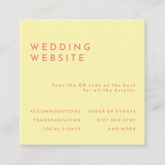 Carte D'accompagnement Citrus Minimalist Yellow Mariage Website QR Code (Devant)