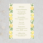 Carte D'accompagnement Citrus Olive Mediterranean Botanical Wedding