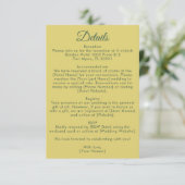 Carte D'accompagnement Citrus Yellow Olive Green and Ivory Wedding Detail (Debout devant)