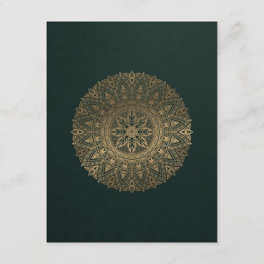 CARTE D'ACCOMPAGNEMENT CLASSE D'OR VERT ORNATE MANDALA RÉCEPTION DE MARIA (Dos)