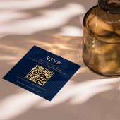 Carte D'accompagnement Classe Marine Bleu Or QR Code Mariage RSVP