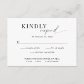 Carte D'accompagnement Classé Noir Blanc Script Mariage Repas Entree Rsvp (Devant)