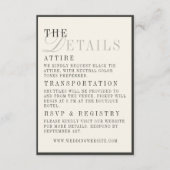 Carte D'accompagnement Classic Black and Ivory Wedding Details (Devant)