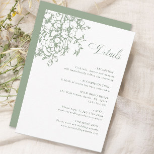 Carte D'accompagnement Classic Bloom Garden Sage Green Détails du Mariage