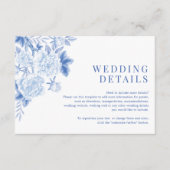 Carte D'accompagnement Classic Blue White Chinoiserie Détails Mariage (Devant)