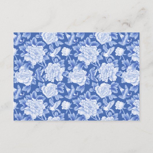 Carte D'accompagnement Classic Blue White Chinoiserie Détails Mariage (Dos)