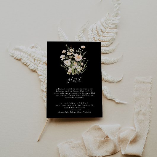 Carte D'accompagnement Classic Boho Blush Fleur sauvage Black Hotel