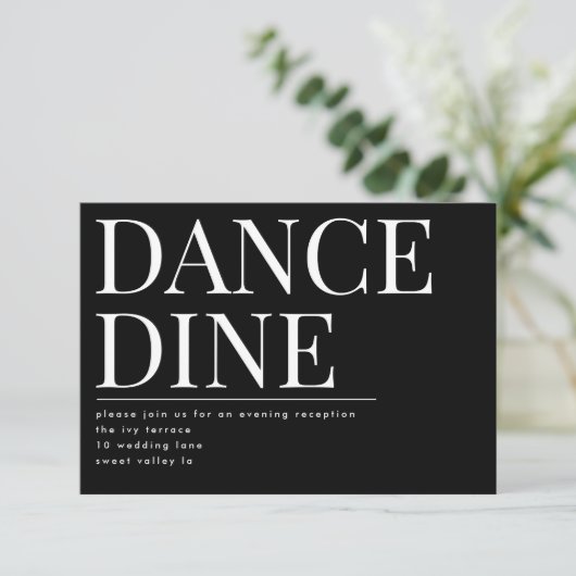 Carte D'accompagnement Classic Bold Big Monogram DINE DANCE Réception (Debout devant)