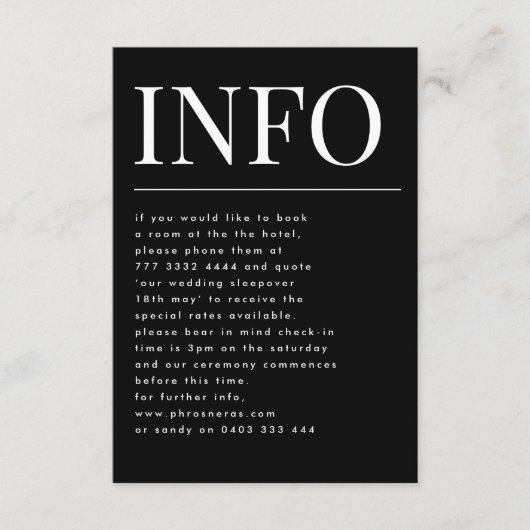 Carte D'accompagnement Classic Bold Gros Détails Monogramme Onyx Tuxedo I (Devant)