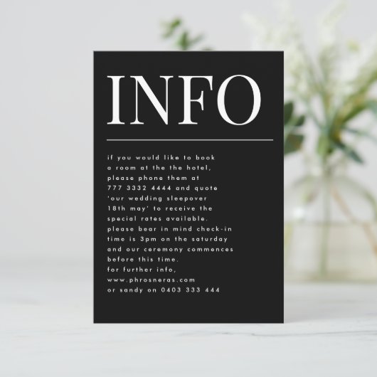 Carte D'accompagnement Classic Bold Gros Détails Monogramme Onyx Tuxedo I (Debout devant)