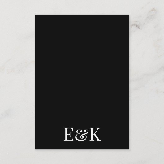 Carte D'accompagnement Classic Bold Gros Détails Monogramme Onyx Tuxedo I (Dos)
