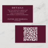 Carte D'accompagnement Classic Bourgogne Détails QR Code Mariage (Devant / Derrière)