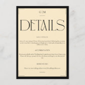 Carte D'accompagnement Classic Cream Monogrammed Wedding Information Card (Devant)