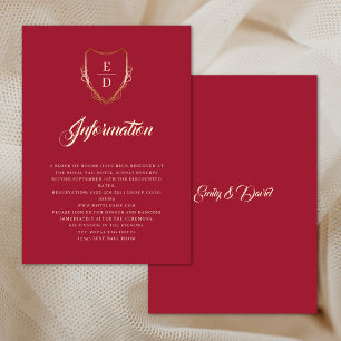 Carte D'accompagnement Classic Crimson Rouge Golden Monogramme Luxe
