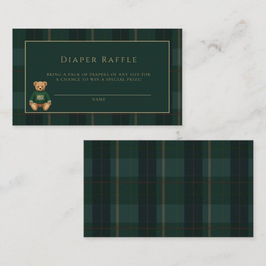 Carte D'accompagnement Classic Dark Plaid Lauren Inspired Baby Shower (Devant / Derrière)