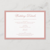 Carte D'accompagnement Classic Dusty Rose Border Script Wedding Details (Devant)