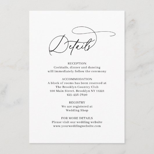 Carte D'accompagnement Classic Elegance Line Art Floral Dusty Blue Mariag (Devant)