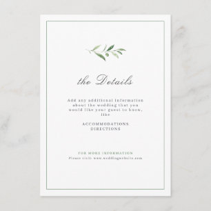 Carte D'accompagnement Classic Elegance Script Green Détails Mariage