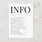 Carte D'accompagnement Classic Elegant Bold Gros détails du Mariage INFO (Devant)