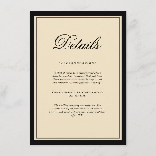 Carte D'accompagnement Classic Elegant Frame Wedding Details Enclosure  (Devant)
