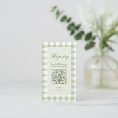 Carte D'accompagnement Classic Elegant Green Gingham Baby Shower Registry (Debout devant)