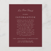 Carte D'accompagnement Classic Elegant Maroon Bourgogne Mariage officiel (Devant)